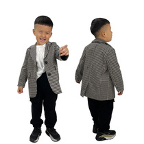  Lafley childrens clothing 2021 autumn new childrens casual suit checkerboard loose jacket back split 3261