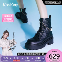 (Naiwan recommended) Kiss Kitty short boots female spring and autumn single boots small fragrant wind thin boots Joker Knight boots
