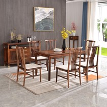 New Chinese solid wood square table minimalist with modern Zen Dining Room Rectangular Table Villa Hu Peach Wood Furniture Custom
