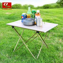 Outdoor camping portable simple brushed table aluminum alloy folding table barbecue table picnic table light curry