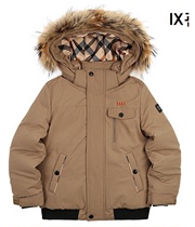 Korean brand childrens clothing daks kids winter boys Khaki brim real hair down jacket
