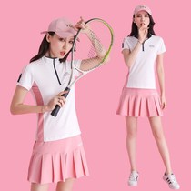 Summer badminton suit suit womens tennis suit sports suit skirt New short-sleeved trouser suit casual baseball skirt jersey