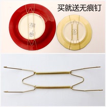 W-shaped invisible decorative plate Metal hook spring hook bracket Hanging plate shelf Hanging on the wall Copper grappling hook Gold color