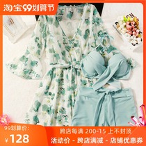 Swimsuit female summer cover belly slim three-piece set conservative 2021 new fairy fan size fat mm swimsuit