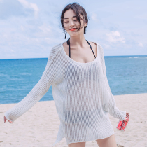 Seaside Holiday Long Knitted Pullover Bikini Blouse Hot Spring Jacket Sunscreen Shirt Suit Swimsuit Outside