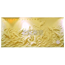 Sandstone relief background wall artificial sand sculptures made of imitation copper GRP sandstone sculpted flower pot nine fish reliefs