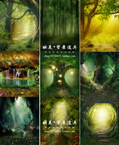 Photo studio wedding photography background cloth Childrens photo background Dream forest costume forest nature theme background