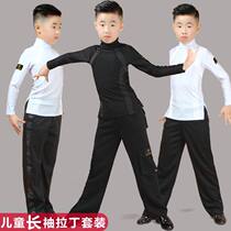 Male children spring and summer Latin dance suit boy long sleeve modern dance competition Performance Test uniform