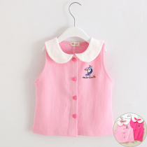 Girls waistcoat spring autumn clothes new casual Korean version baby vest 100 hitch-turned-shirt children waistcoat pure cotton damp