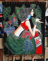 Guizhou new ethnic handicrafts Miao ecological batik painting Tea House hotel restaurant background wall hanging painting