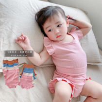 South Korea Newborn Baby Conjoined Khasia Womens Agaric Side Vest Bag Fart Clothes High Waist And Belly Protection Shorts Suit