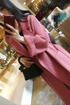 Fei Qian high-end cedar powder double-sided cashmere womens long 2021 new wool coat womens small coat