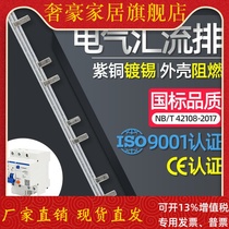 Electrical bus bar 2PLE 63A C65 national standard red copper open leakage protection connection copper bar comb wiring row