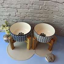 Deep Japanese Ceramic Pet Bowl Food Bowl Cat Dog Bowl Neck Holder Products Not Black Chin