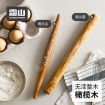 Frost mountain olive wood rolling pin household dumpling wonton skin two-headed rolling stick solid Press noodle fish belly rolling noodle pole