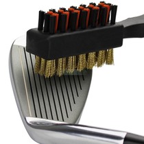 Golf club brush head double-sided cleaning brush plastic short handle copper brush with buckle Tool Accessories Supplies