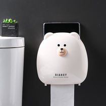 Waterproof roll paper box without punching toilet paper box wall-mounted cute toilet paper box creative toilet tissue box