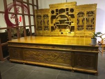 Fidelity Xiaoye Zhennan study domineering five-piece national wood golden silk Nanmu Mahogany furniture desk and chair Bogu rack office
