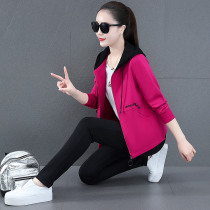 361 Sports Leisure set women young and middle-aged spring and autumn Jordano hooded running suit long sleeve sweater three-piece set