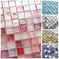 ins pink mosaic wall sticker glass tile bathroom toilet floor tile decoration background wall Nordic