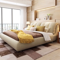 Fabric bed master bedroom bed modern simple double bed small apartment removable bed soft bag wedding bed technology cloth bed