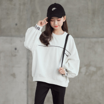 Girls foreign air thin clothing and clothing spring and autumn in Korean version Childrens relax CUHK Tong lantern sleeve girl casual spring clothing 