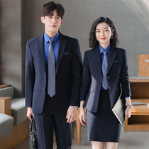 Professional suit suit female president high-end blue suit fashion temperament capable socialite teacher Bank work clothes