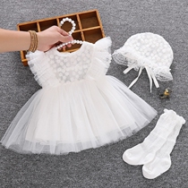 South Korean girl baby skirt summer dress summer dress one year old newborn 100 days full moon baby princess dress foreign atmosphere