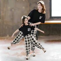  Korean high-end parent-child outfit mother-daughter outfit summer outfit a family of three suit 2021 new trendy girl western style mother-child outfit