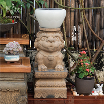 Artisan Workshop Chinese Solar Outdoor Lamp Cute Small Lion Villa Garden Decoration Courtyard lamp Landscape building LED lamp