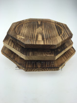 Hot insulation stone bowl bottom plate Charcoal burning wood stone pot wood tray Stone baking plate wood Teppanyaki slate burning pad plate