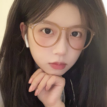 Round frame brown glasses female Korean wave big face slim transparent glasses frame can be equipped with lens proximity mirror 2022 new
