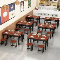 Home Dining Table And Chairs Combined Fast Food Noodle Restaurant Small Eating Shop Dining Table Rectangular Rental House Dining Table And Chairs