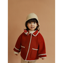 Young childrens Korean version of tidal gas Childrens woolen coat girls winter clothes thick warm small fragrant wind woolen coat