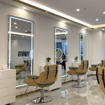 Net red barbershop mirror table simple hanging wall with LED light Hair salon mirror trendy floor-to-ceiling beauty salon special