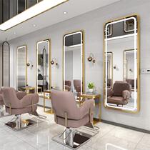 Modern new hair salon mirror net red high-definition barber shop mirror whitening thin hair salon special touch switch