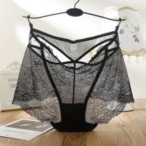 High waist underpants female big code sexy lace apologees transparent hollowed-out chubby girl lover of pure desire fashion No marks hip