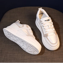 Leather daddy shoes female thick soles Inner height 2021 autumn new small white shoes Joker casual muffin sneakers