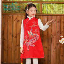 Wang Xiaohe Childrens Dress Chinese Style Embroidered Cotton Clothes
