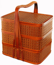 Three-layer bamboo basket delivery basket delivery basket gift basket food box Hotel delivery basket bye-bye bamboo picnic basket