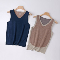 Brother Wah Silk Wool Warm Vest Mens No Marks V Collar Youth Blouses Garnter Thickened Patch Warm Underwear