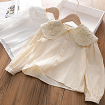 Breathable ~ girl pure cotton white shirt baby lace Korean version foreign air lining 2022 spring loose base blouse