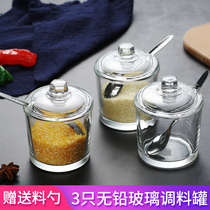 Glass seasoning box seasoning box salt jar seasoning can seasoning bottle oil pot storage box seasoning bottle household combination set