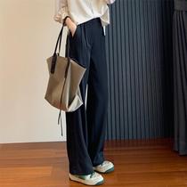 Kampi true silk high-end Japanese acetic acid light thin and easy to crumple with advanced high waist and western pants broadlegged pants female spring and summer