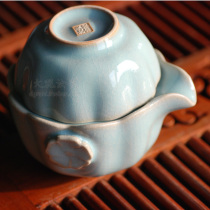 Ruzhou origin of origin Grand View Ru Porcelain tea set Quick cup Lotus pot Zhujia Ru Kiln 1 pot 1 cup First-class product