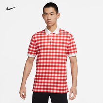 Nike Nike Official Mens Collar T-shirt Winter Spring New Speed Dry eco-friendly knit open red DH0651