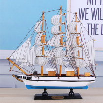 Mediterranean wooden sailboat model solid wood boat ornaments Smooth Sailing crafts simulation ship mold home accessories