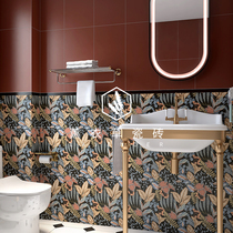 Wabi-sabi style plant tile retro brick French style bathroom bathroom wall tile matte tile light luxury background flower piece