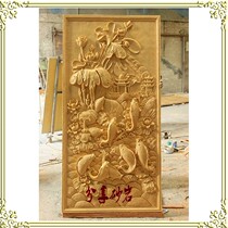 Sandstone round carving sculpture Sandstone relief Hotel courtyard background Carp Yue Longmen rural culture red revolution