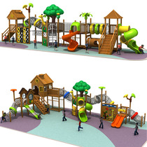 Large outdoor imported rosewood slide Childrens outdoor wooden climbing frame Kindergarten community solid wooden toys
